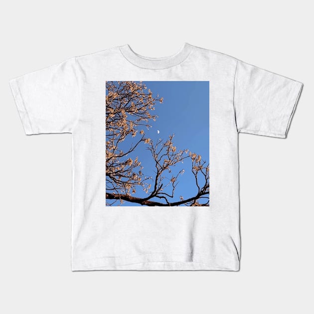 Bright moon shining through lush tree Kids T-Shirt by DREAMBIGSHIRTS